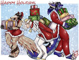 Rendered/Shaded furry w/ 2 extra characters, Props, Photo background